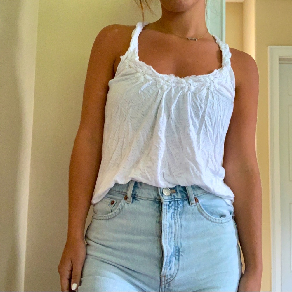 PI white tank with lace back